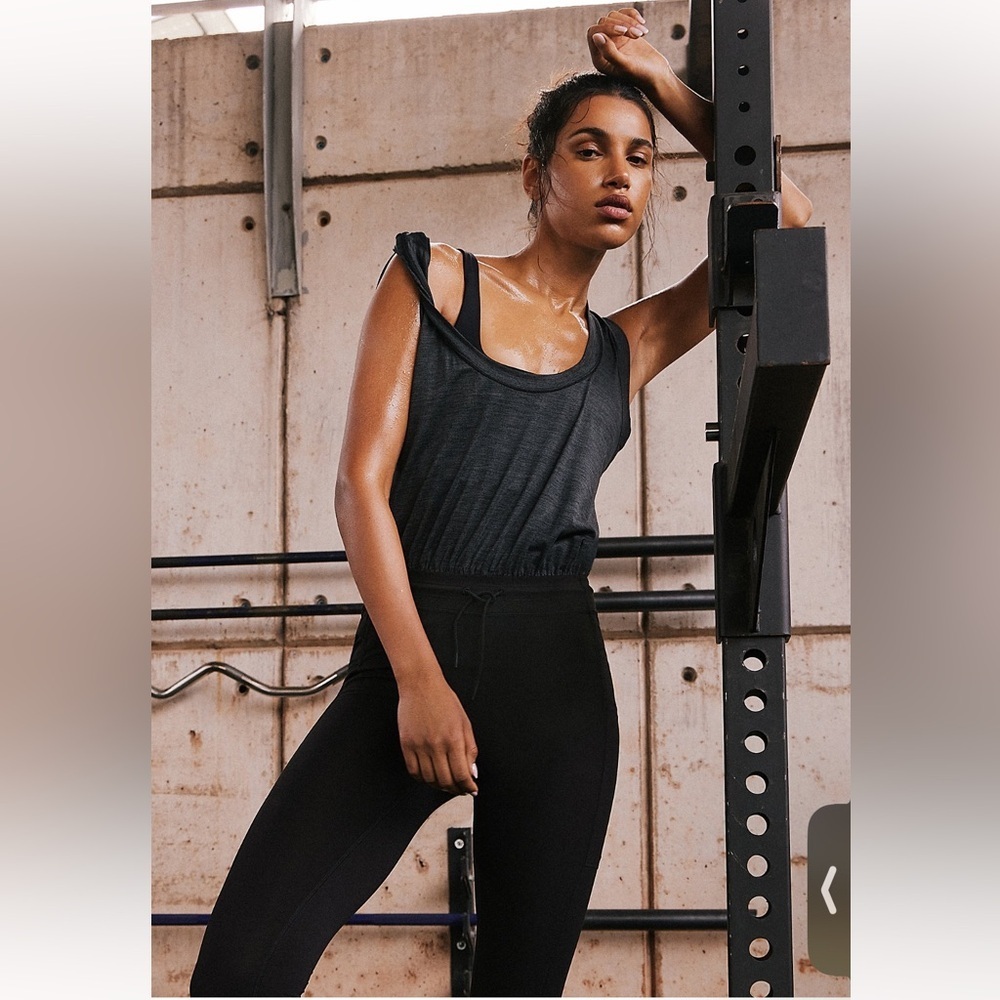 FP Movement by Free People Black Sleeveless Tie-Shoulder Jumpsuit